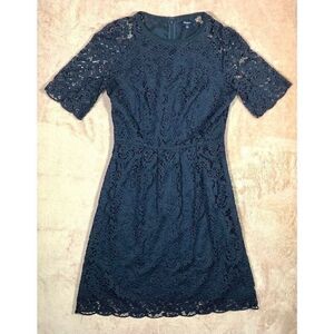Madewell Lace Magnolia Navy Blue Dress 0